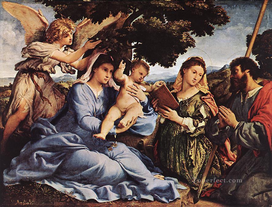Madonna and Child with Saints and an Angel 1527 Renaissance Lorenzo Lotto Oil Paintings